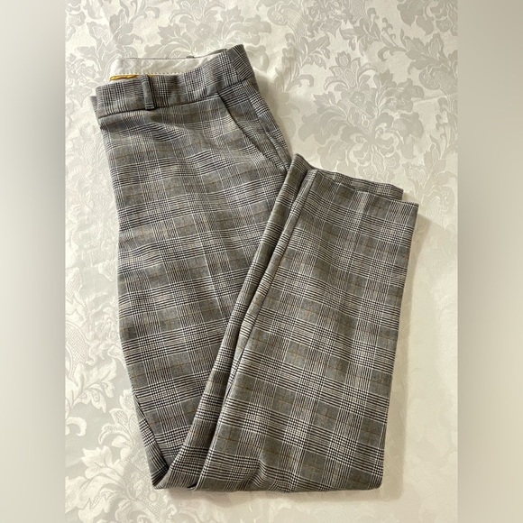 TOPSHOP Black White Gold Plaid Womens Pants 30 Inch Waist - Picture 1 of 11